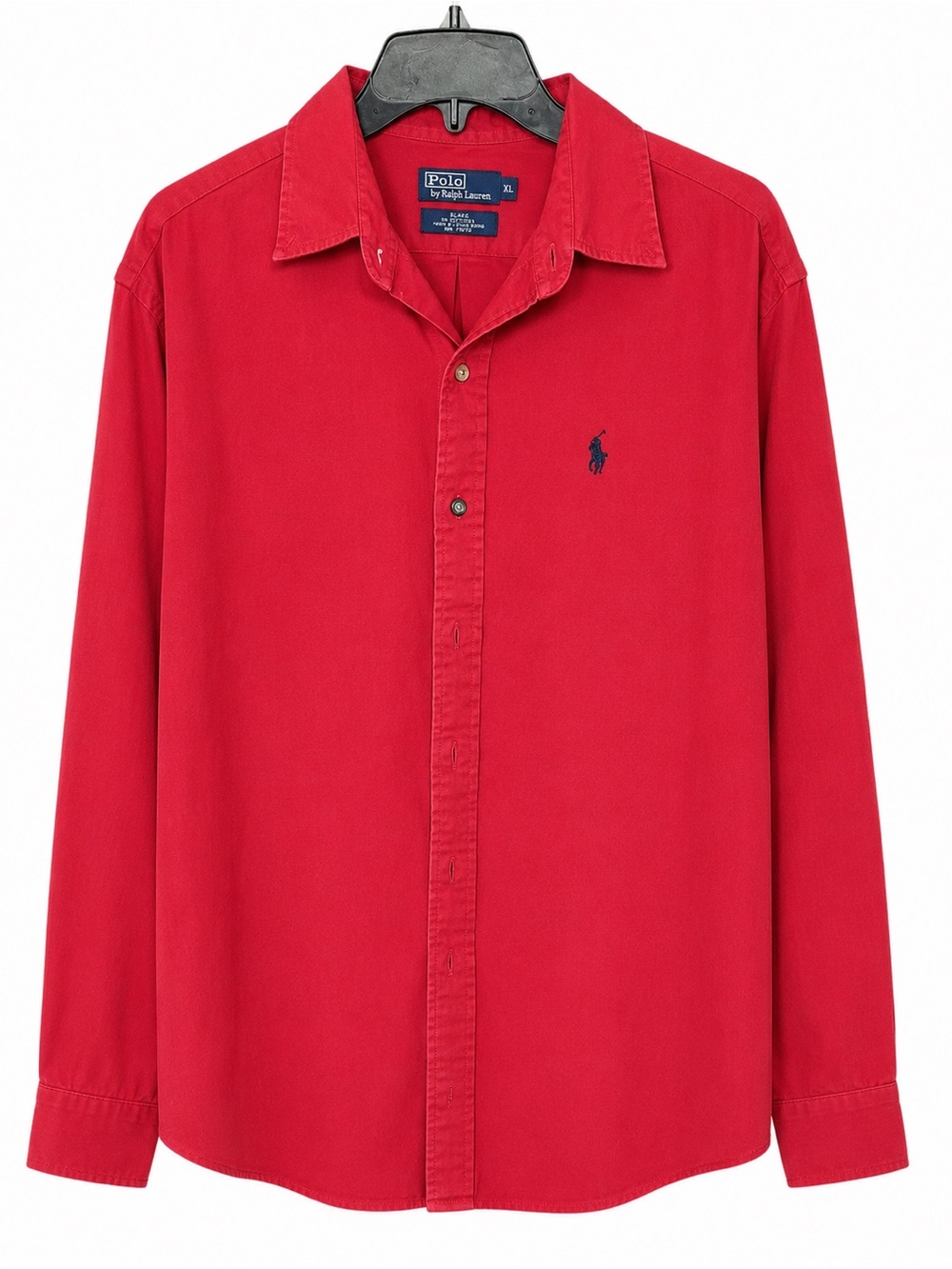 Polo by Ralph Lauren Red Long-Sleeve Button-Down Shirt with Navy Pony